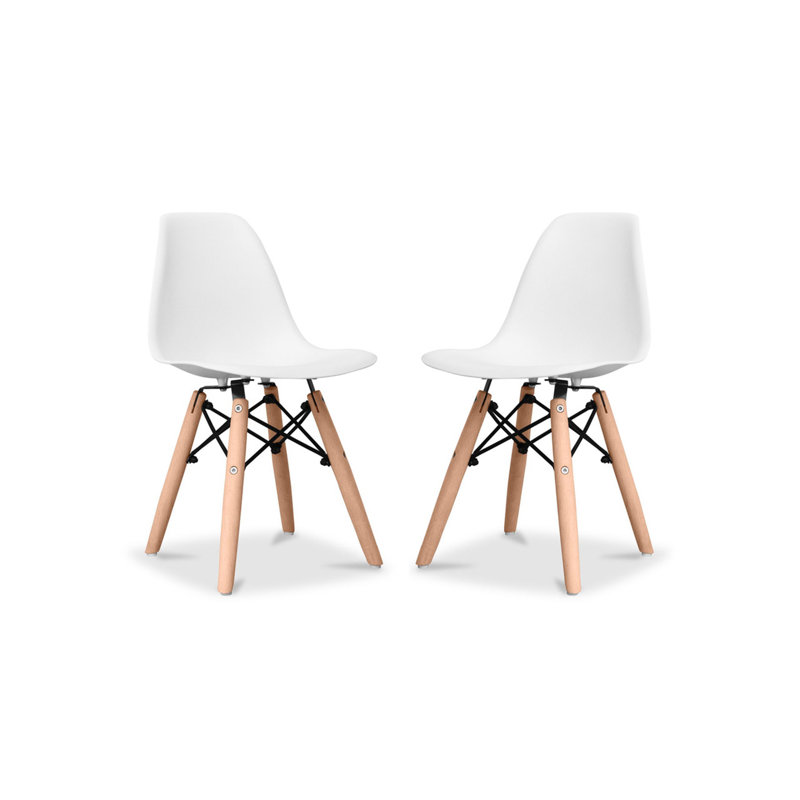 Strings Attached Decor Kid s White Eiffel Dining Chair With Natural Base Wayfair